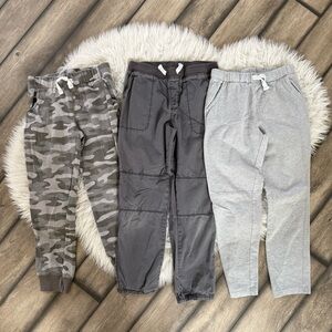 Set of 3 Stylish Boys Casual Pants Set: Camouflage, Charcoal, and Light Gray